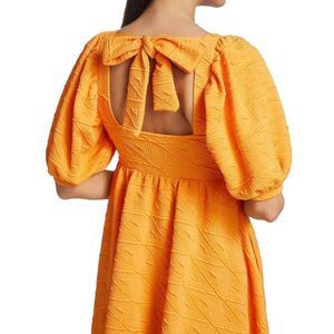 Free People Violet Puff Sleeve Mini Dress Carrot Ginger